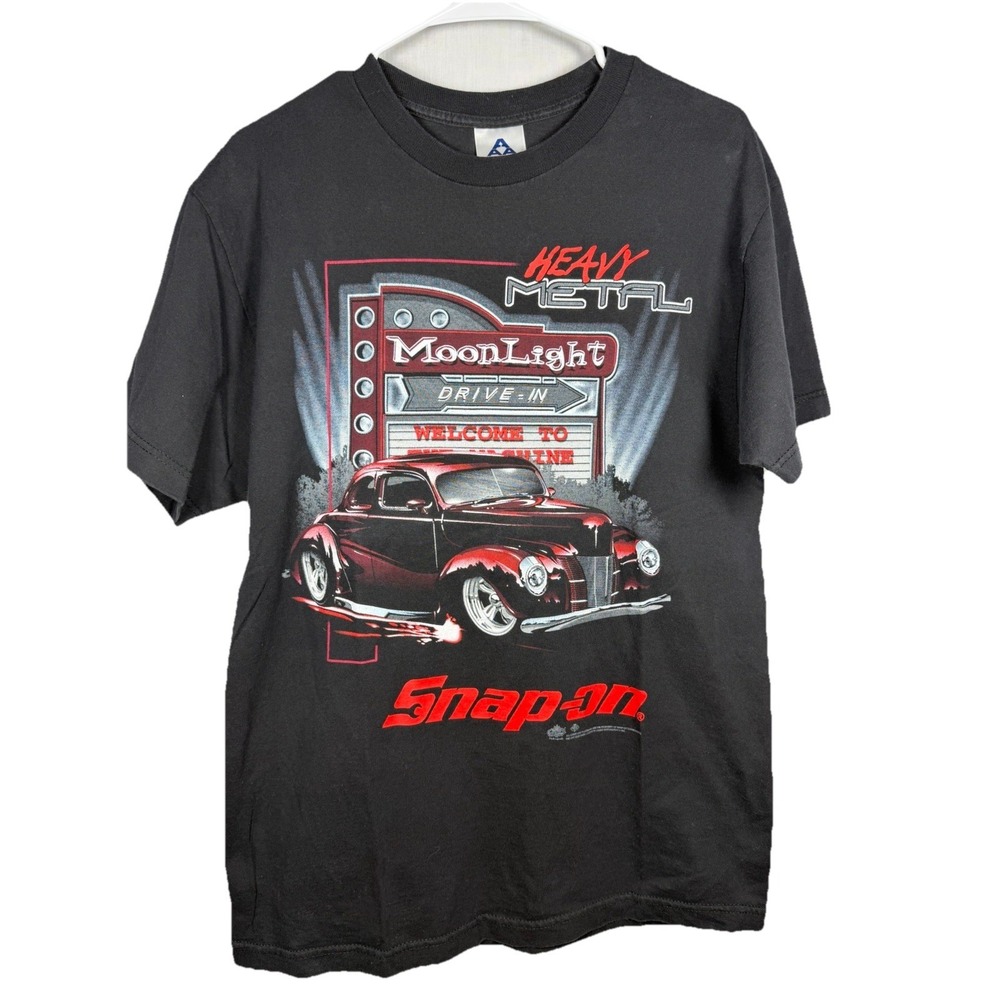Snap On Heavy Metal Moonlight Drive In Graphic T Shirt Mens L Black Hot Rod Car
